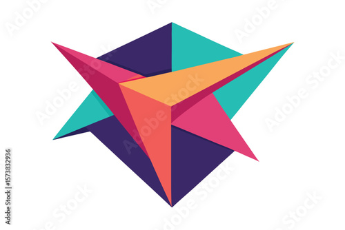 Abstract Geometric Design Colorful 3D Shapes and Intertwined Forms Ai Generated