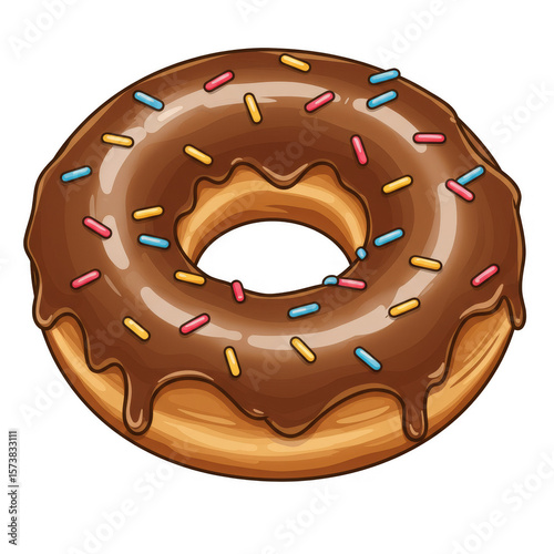 Wallpaper Mural Illustration of Delicious Chocolate Donut with Sprinkles on Transparent Background Torontodigital.ca