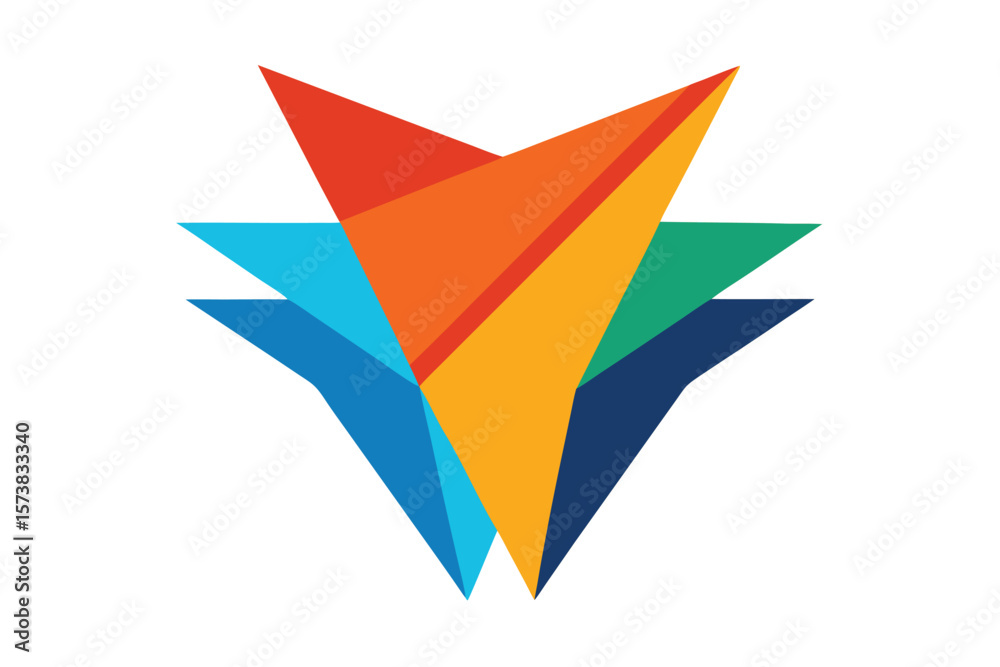 Naklejka premium Abstract Colorful Arrow Design Modern Geometric Shapes and Vibrant Hues Ai Generated