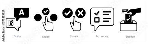 A set of 5 mix icons as option, choice, survey