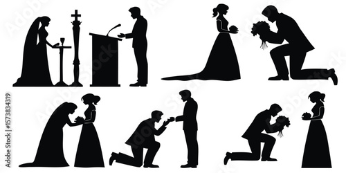 Wedding Ceremony Silhouette Set for Design Projects