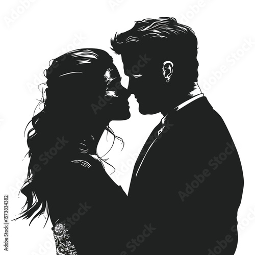 Man starting into woman's eyes