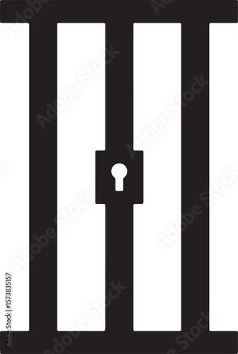 Minimalist black and white illustration of prison bars symbolizing confinement and imprisonment