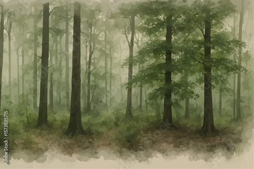 misty morning in the forest