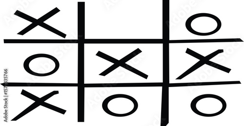 Tic Tac Toe Unsolved Game silhouette vector illustration.