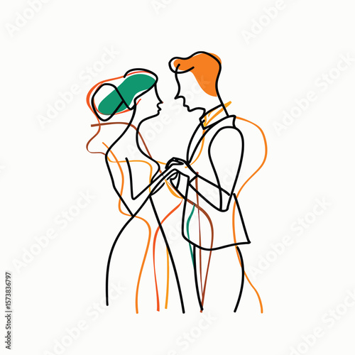 Man starting into woman's eyes