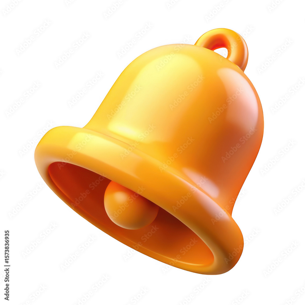 Fototapeta premium 3d orange bell icon isolated on transparent background