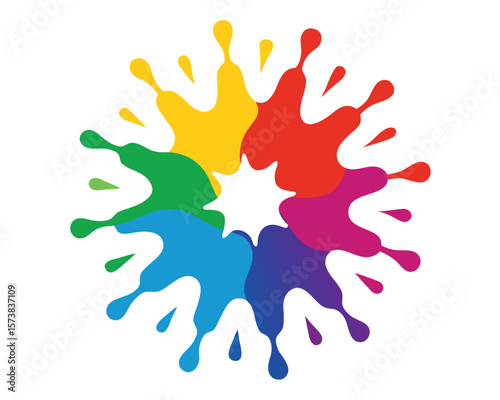 Vibrant Rainbow Paint Splatter Colorful Abstract Design Element Ai Generated