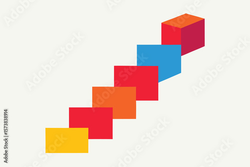 Colorful Cubes Ascending Steps to Success, Growth, and Progress Ai Generated