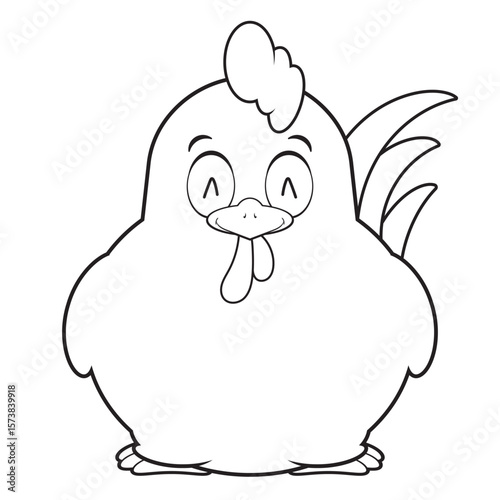 line draw chicken playful face cartoon cute