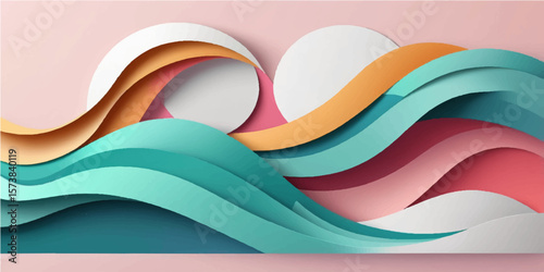 Abstract colorful wave design on an open book cover with a light, heart-shaped pattern