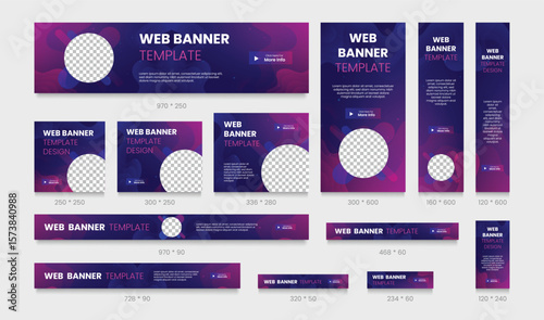 Abstract banner design web template set. Modern cover header background for website design, Social media cover or post, ads banner, flyer, invitation card. Horizontal header web banner template