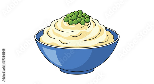 Creamy mashed potatoes with peas a comfort food staple ready to serve