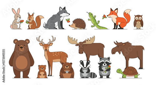 Charming pixel art woodland creatures collection featuring various forest animals in whimsical poses