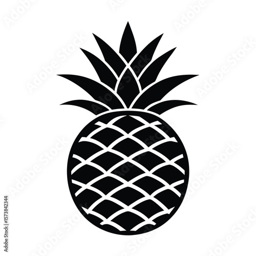 tropical fruit pineapple solid vector in flat desi on white background