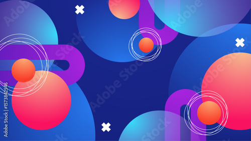 Abstract art with colorful circles and lines. Suitable for backgrounds, posters, and contemporary design projects needing a vibrant touch.