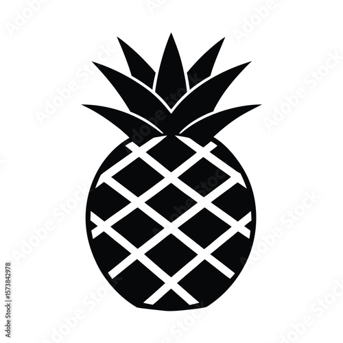 Minimal solid pineapple shape with stylized on white background