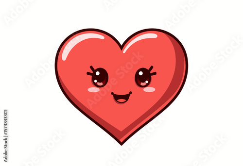 Cartoon heart character with smiling face and big eyes  