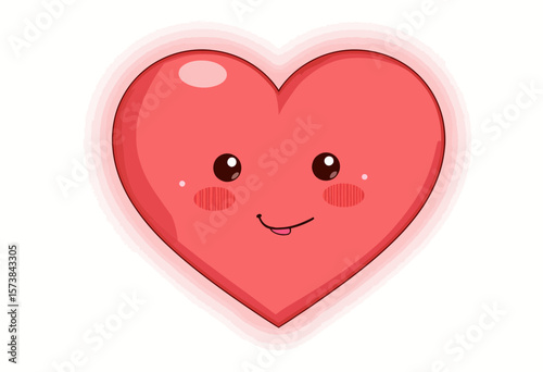 Cute smiling heart character with cheeks and tongue sticking out  