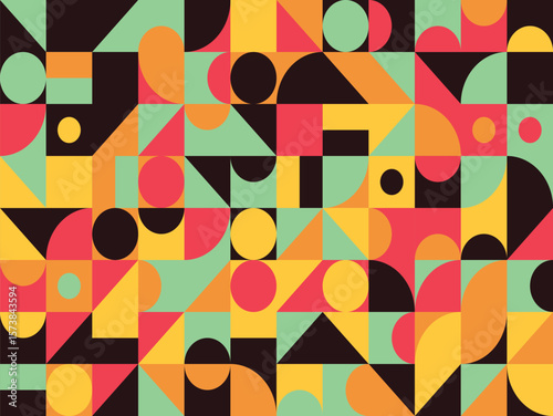 Abstract Geometric Pattern Design Colorful Shapes and Forms Composition
