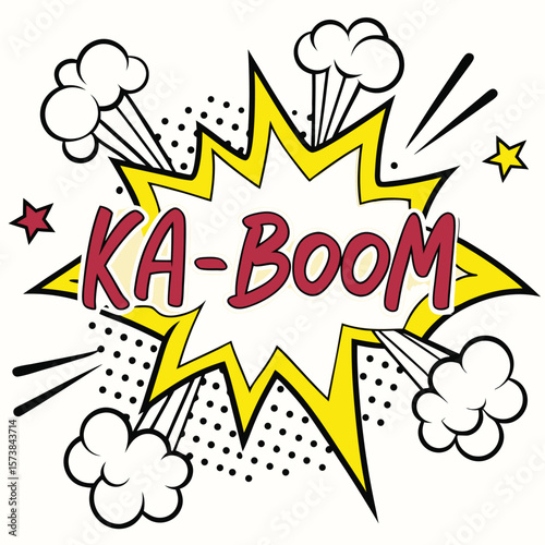 Explosion vector illustration featuring a retro comic book style ka boom text