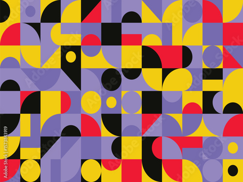 Abstract Geometric Composition Vibrant Shapes and Colors in a Modern Design