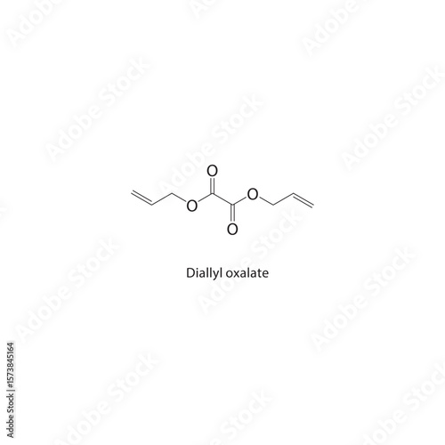 Diallyl oxalate skeletal structure. Ester compound schematic illustration. Simple diagram, chemical formula.
