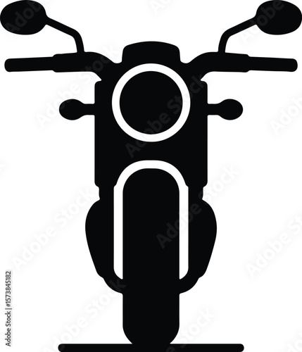 Silhouette front view motorcycle detailed design elements Vector illustration