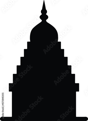 Silhouette Jagannath Temple Puri Odisha India hindu landmark Vector illustration