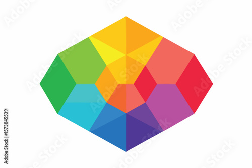 Vibrant Rainbow Geometric Shapes Abstract Low Poly Art Design Ai Generated
