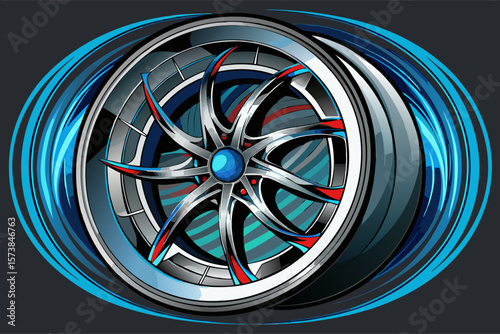 vector of Useful car alloy wheel design. Swirling pattern on transparent background