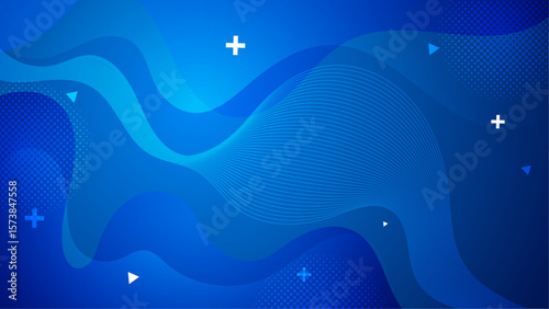 Abstract blue wavy design with plus signs suitable for backgrounds, web design, and digital art projects. Bright, dynamic, modern.