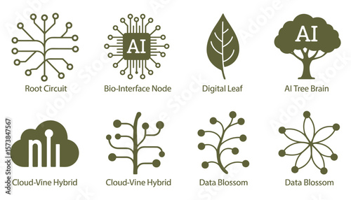 Set of green eco leaf vector icons for natural organic design