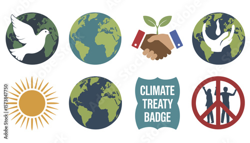 A vibrant set of green ecology icons and eco symbols illustrates our planet's global environmental leaf and nature