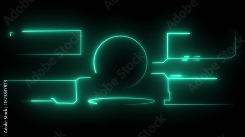 Rectangle and circle shape blank area colorful neon animation on black background. Seamless loop animation rectangles frame ultra video motion graphic.