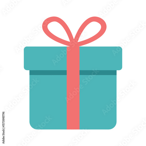 A delightful blue gift box tied with a pink ribbon is isolated on white background, symbolizing joy and celebration