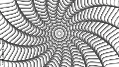 Wallpaper Mural Silver circle spirals inward with hypnotic symmetry, creating a futuristic illusion of depth and motion. Torontodigital.ca