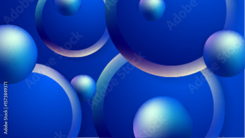 Abstract blue spheres and circles overlap, creating a visually pleasing design suitable for backgrounds, business presentations, or website graphics.