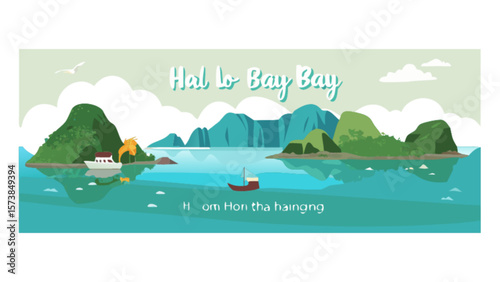 Halong bay vietnam scenic landscape travel destination with boats and islands in southeast asia tourism