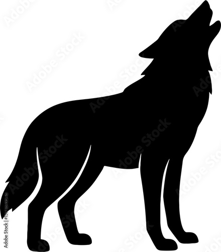 Majestic Wolf Silhouette A Powerful Vector Illustration of a Howling Wolf