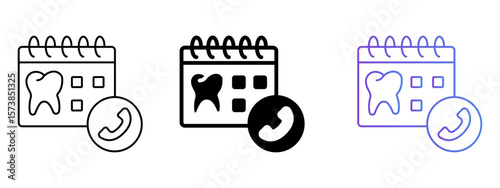 Confirm Dental Appointment Icon – Line, Glyph, and Gradient Style Set