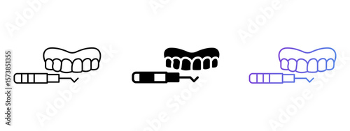 Teeth Braces Icon – Line, Glyph, and Gradient Style Set