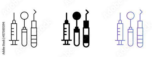 Periodontal Scaler Icon – Line, Glyph, and Gradient Style Set