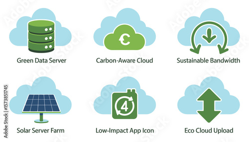 A vector set of eco icons symbolizing green business and natural recycling elements