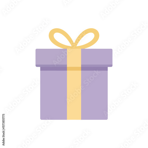 A charming purple gift box accented with a soft yellow ribbon, isolated on white background, creates a sense of whimsy and joyful anticipation