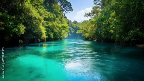 Serene river flowing through lush green forest landscape (4)