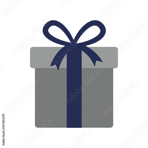 A charming gray gift box adorned with a beautiful navy blue bow, isolated on white background, ready to bring joy to any special event