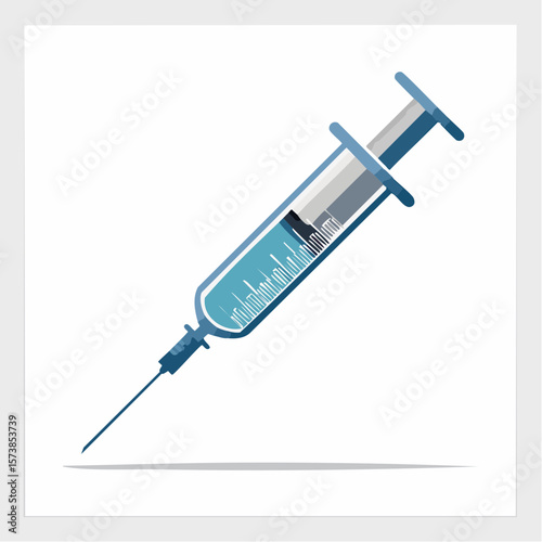 Vector icon of a syringe, illustrating a medical syringe with a needle, designed with a minimal and straightforward style