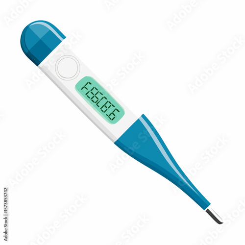 Vector icon of a thermometer, representing a digital or traditional thermometer, with a sleek design showing the probe and display screen