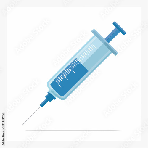 Vector icon of a syringe, illustrating a medical syringe with a needle, designed with a minimal and straightforward style
